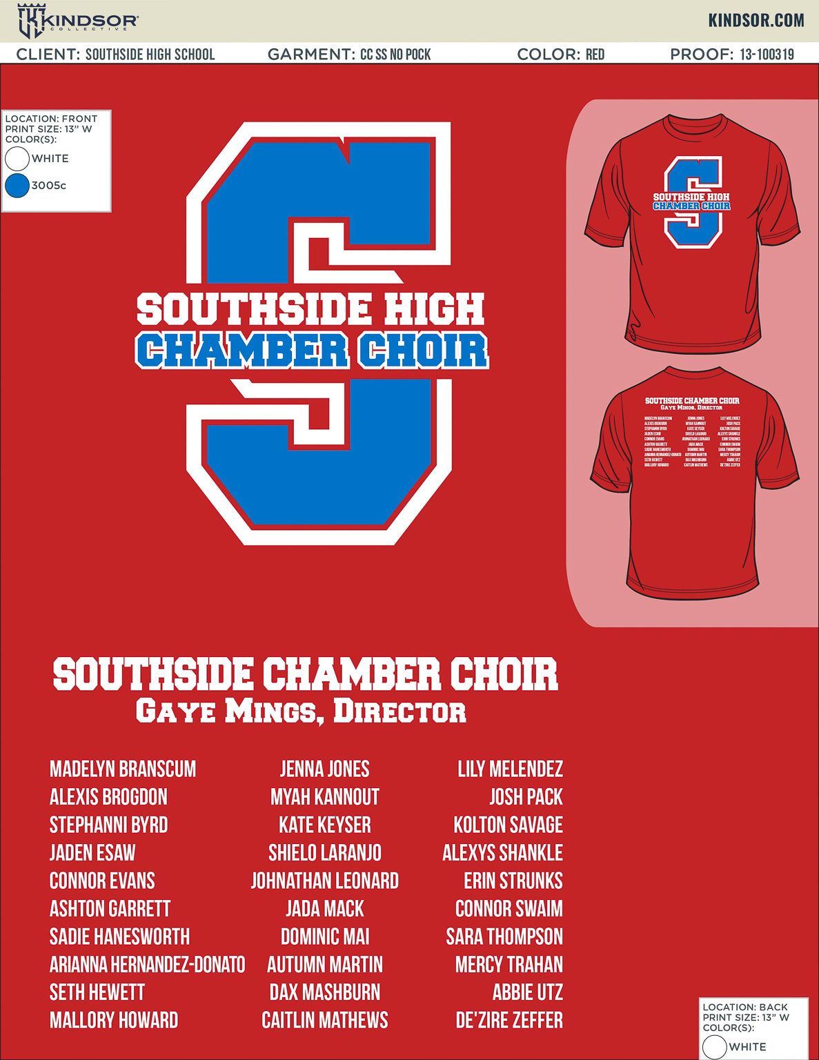 Southside High School Chamber Choir Fall T-Shirt