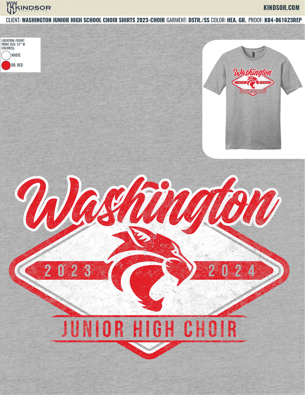 Washington Junior High School Choir Shirts